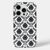Rococo-Damask-Muster Schwarz auf Weiß