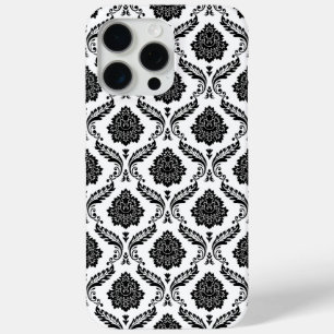 Rococo-Damask-Muster Schwarz auf Weiß Case-Mate iPhone Hülle