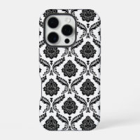 Rococo-Damask-Muster Schwarz auf Weiß