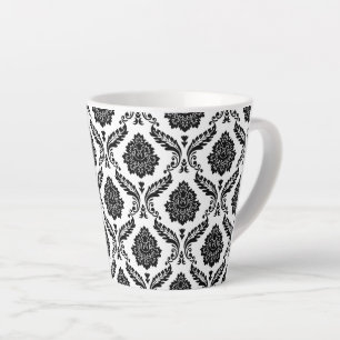Rococo-Damask-Muster Schwarz auf Weiß Milchtasse