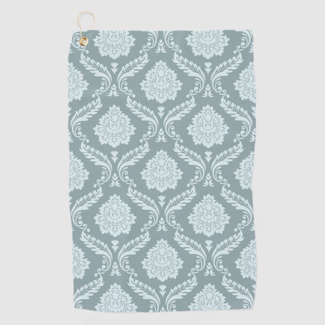 Rococo Damask Pattern Duck Egg Blue+Teal Golfhandtuch (Vorderseite)