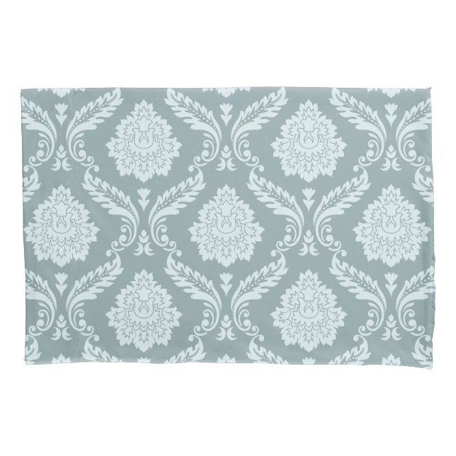 Rococo Damask Pattern Duck Egg Blue+Teal Kissenbezug (Vorderseite)