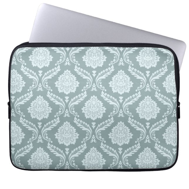 Rococo Damask Pattern Duck Egg Blue+Teal Laptopschutzhülle (Vorderseite)