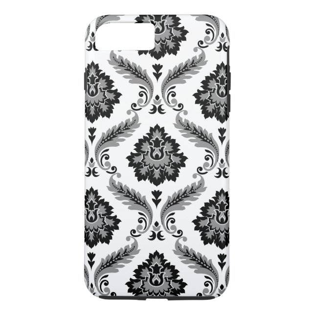 Rococo Damask Pattern Grey Black White Case-Mate iPhone Hülle (Rückseite)