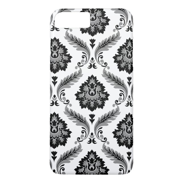 Rococo Damask Pattern Grey Black White Case-Mate iPhone Hülle (Rückseite)