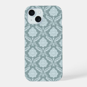 Rococo Damask Rpt Motif Œuf de Canard Bleu+Turquoi