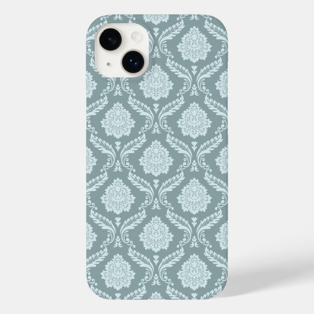 Rococo Damask Rpt Pattern Duck Egg Blue+Teal Case-Mate iPhone 14 Plus Hülle (Rückseite)