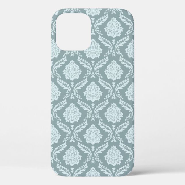 Rococo Damask Rpt Pattern Duck Egg Blue+Teal Case-Mate iPhone Hülle (Rückseite)