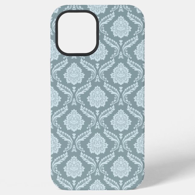 Rococo Damask Rpt Pattern Duck Egg Blue+Teal iPhone 12 Pro Max Hülle (Rückseite)