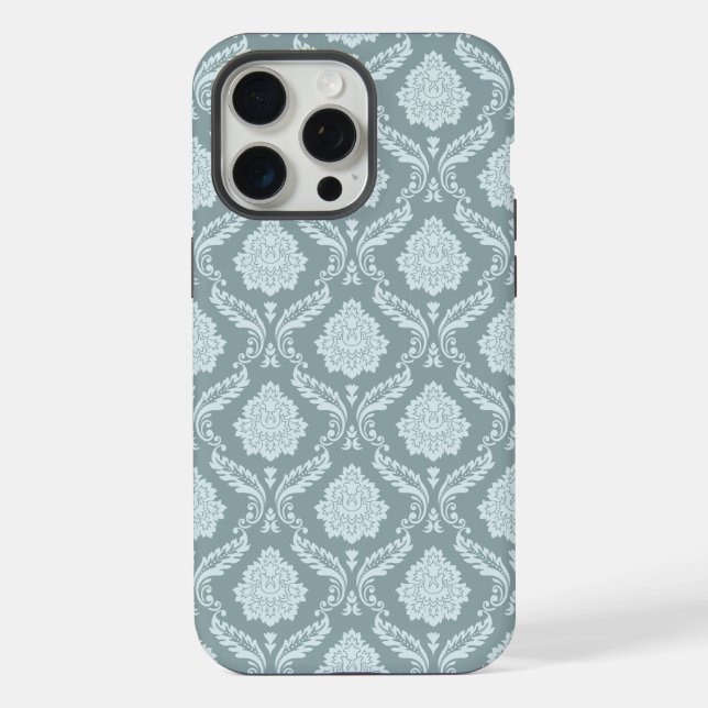 Rococo Damask Rpt Pattern Duck Egg Blue+Teal iPhone 15 Pro Max Hülle (Rückseite)
