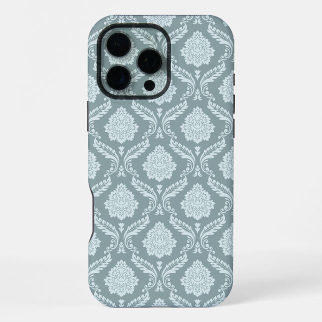 Rococo Damask Rpt Pattern Duck Egg Blue+Teal iPhone 16 Pro Max Hülle (Rückseite)