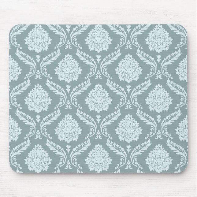 Rococo Damask Rpt Pattern Duck Egg Blue+Teal Mousepad (Vorne)