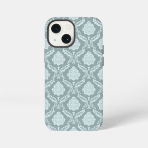 Rococo-Damask-Wiederholungsmuster Entengrüne+Türki iPhone 13 Mini Hülle