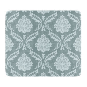 Rococo-Damaskenmuster Entengrau+Türkis Schneidebrett