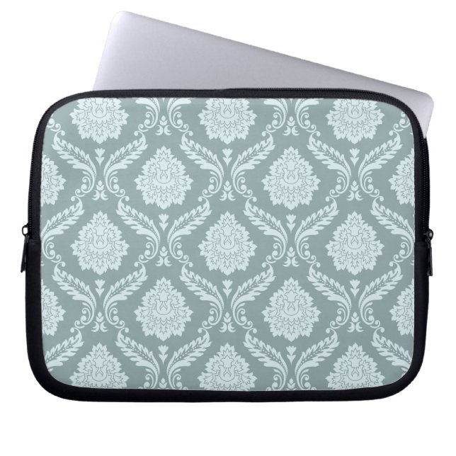 Rococo-Damaskmuster Entenei-Blau+Türkis Laptopschutzhülle (Vorderseite)