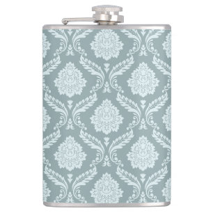 Rococo-Damaskmuster Entente-Ei Blau+Türkis Flachmann