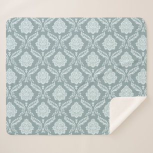 Rococo-Damaskmuster Entente-Ei Blau+Türkis Sherpadecke