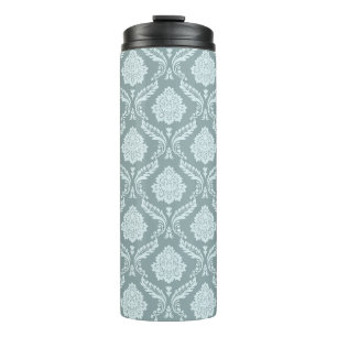 Rococo-Damaskmuster Ententeichblau+Türkis Thermosbecher