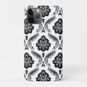 Rococo-Damaskmuster Grau Schwarz Weiß Case-Mate iPhone Hülle