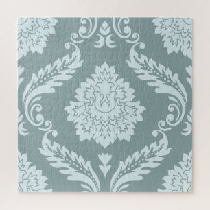 Rococo Damast großes Muster Enteneiblau+Türkis