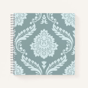 Rococo Damast großes Muster Enteneiblau+Türkis Notizbuch