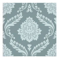 Rococo Damast großes Muster Enteneiblau+Türkis