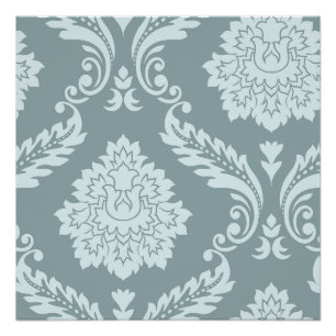 Rococo Damast Kunst I Enteneibl Blau+Türkis Poster