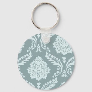 Rococo Damast Kunst I Enteneiblau + Türkis Schlüsselanhänger