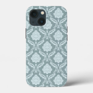 Rococo Damast-Wiederholungsmuster Enteneiblau+Türk Case-Mate iPhone Hülle