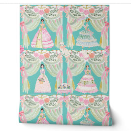 Rococo Drapery Ladies Pastel Marie Antoinette Tapete