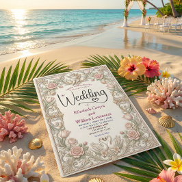 Rococo Fairytale Cherub Swan Garden Romance Einladung