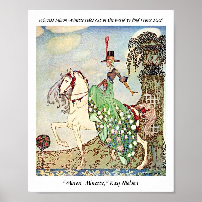 Rococo fairytale princess horseback riding  poster (Vorne)