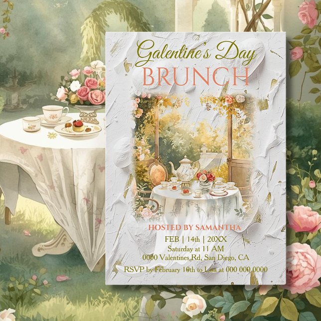 Rococo Garden Window Galentine Brunch Soft Florals Einladung (Von Creator hochgeladen)
