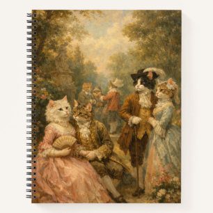 Rococo-Gartenkatzen-Versammlung Spiralblock Notizbuch