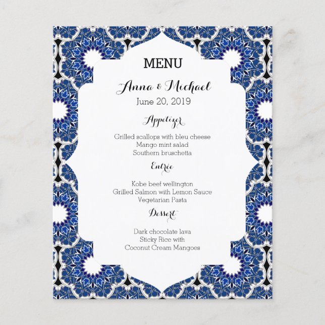 Rococo Indigo beau menu Mariage bleu (Devant)