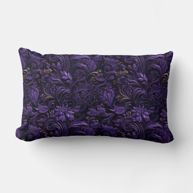Rococo Realms : Coussin foncé violet et or complex (Recto)