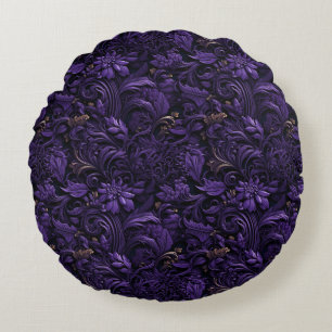 Rococo Realms : Coussin foncé violet et or complex