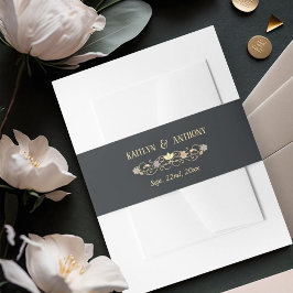 Rococo Revival Elegant Vintage Floral Wedding Einladungsbanderole