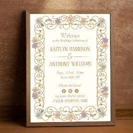 Rococo Revival Elegant Vintage Floral Wedding Poster