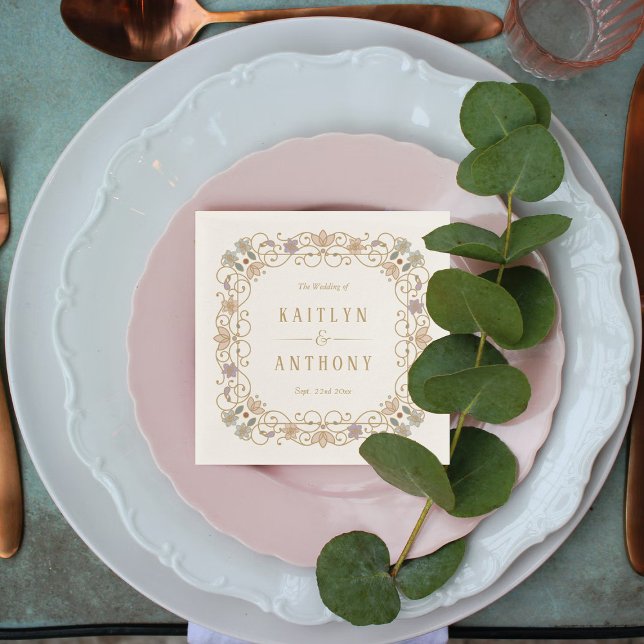 Rococo Revival Elegant Vintage Floral Wedding Serviette (Von Creator hochgeladen)