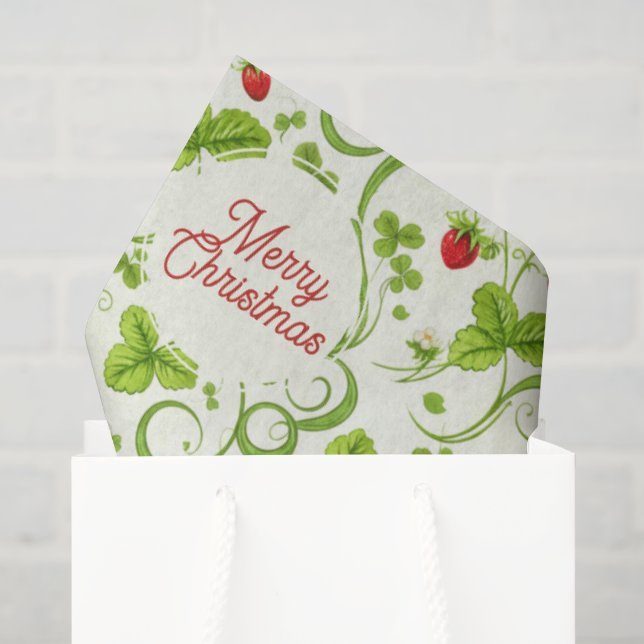 Rococo Revival Wild Strawberry & Clover Custom Seidenpapier (Geschenktüte)