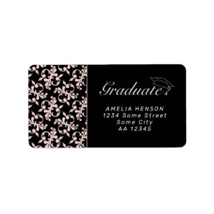 Rococo Rosa Absolventenfoto Graduierungs-Adresseti Adressaufkleber