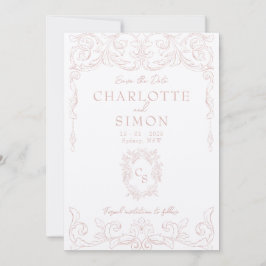 Rococo rose vif Enregistrer la carte de date