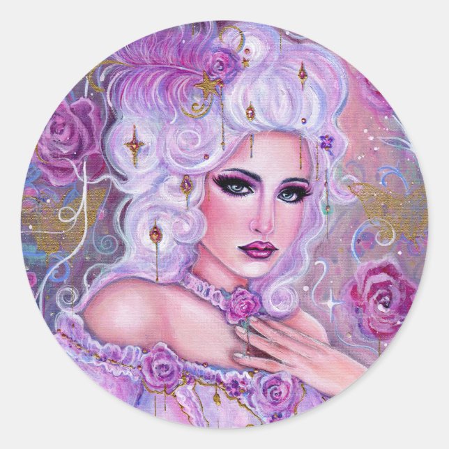 Rococo valentine fantasy art by Renee Lavoie Runder Aufkleber (Vorderseite)