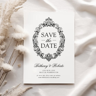 Rococo Vintage Hochzeit Termin Karte