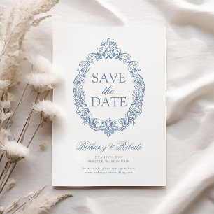 Rococo Vintage Staubblau Save The Date
