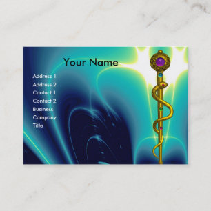 ROD DES ASCLEPIUS-Gold-Medizin-Symbol Visitenkarte