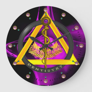 ROD OF ASCLEPIUS DENTIST DENTISTRY SYMBOL ,Lilac Große Wanduhr