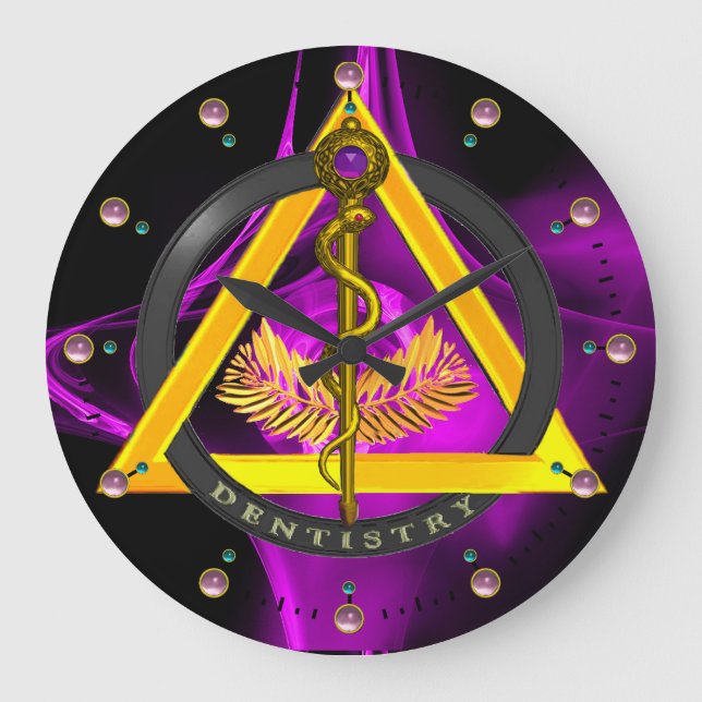ROD OF ASCLEPIUS DENTIST DENTISTRY SYMBOL ,Lilac Große Wanduhr (Vorderseite)