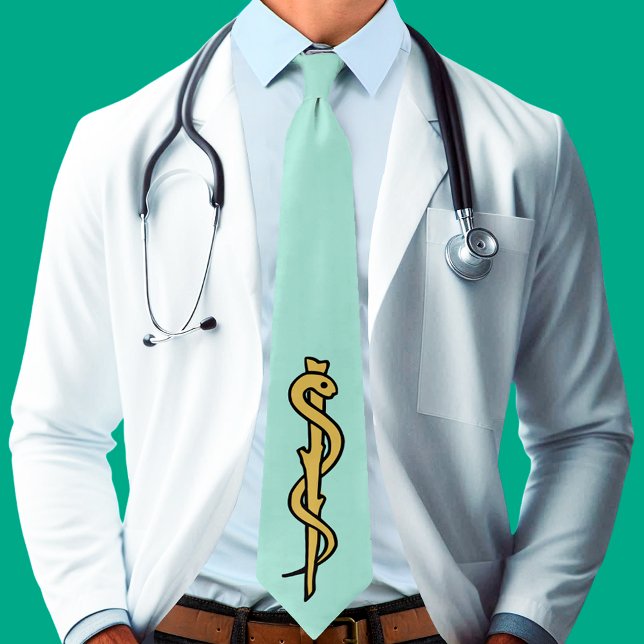Rod of Asclepius Neck Tie (Light Scrubs Green) Krawatte (Von Creator hochgeladen)